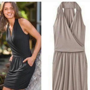 Athleta Crosstown Dress Medium Foxtail Taupe Sleeveless Pockets